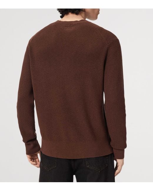 AllSaints Brown Organic Cotton-Wool Aspen Sweater for men