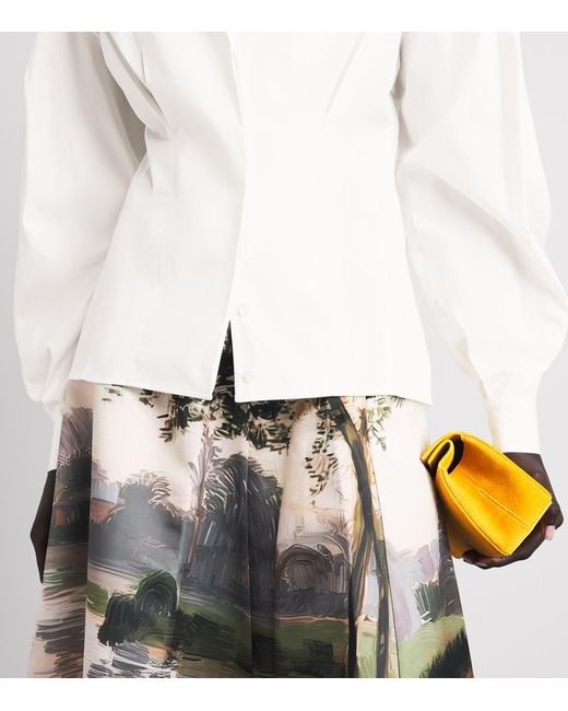 Carolina Herrera White Balloon-Sleeve Fitted Shirt