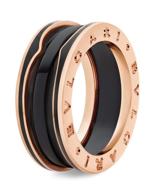 BVLGARI Black And Ceramic B.Zero1 Two-Band Ring