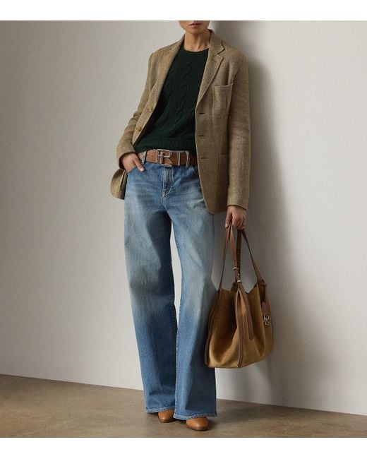 Ralph Lauren Green Cashmere Cable-Knit Sweater