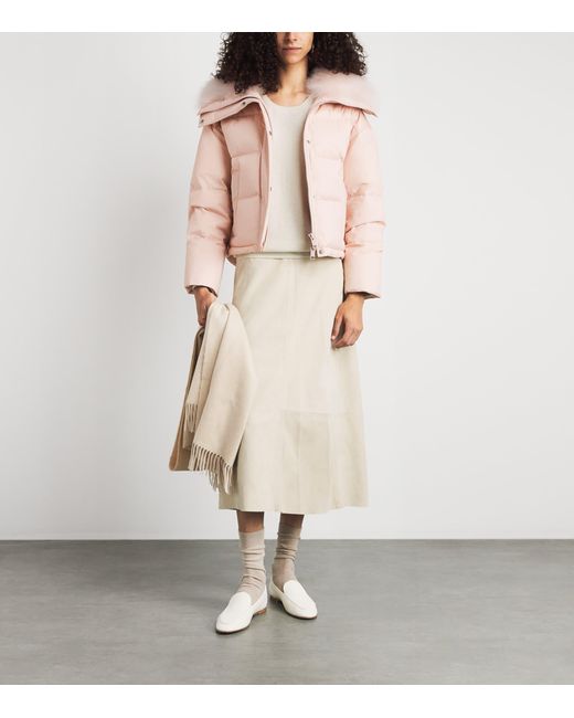 Yves Salomon Pink Down Technical Puffer Jacket
