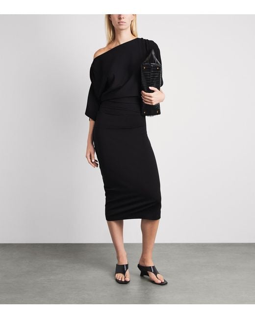 Wolford Black Fluid Drape Midi Dress