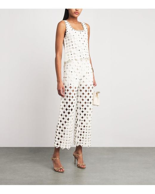 Maje White Crochet Trousers