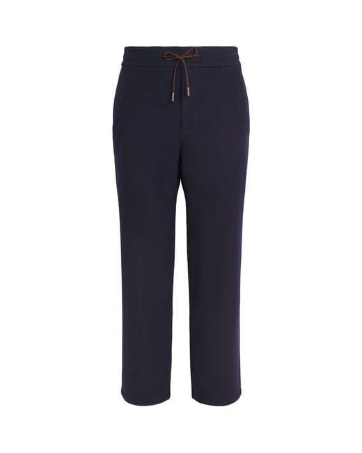 Colombo Blue Wool Drawstring Sweatpants for men