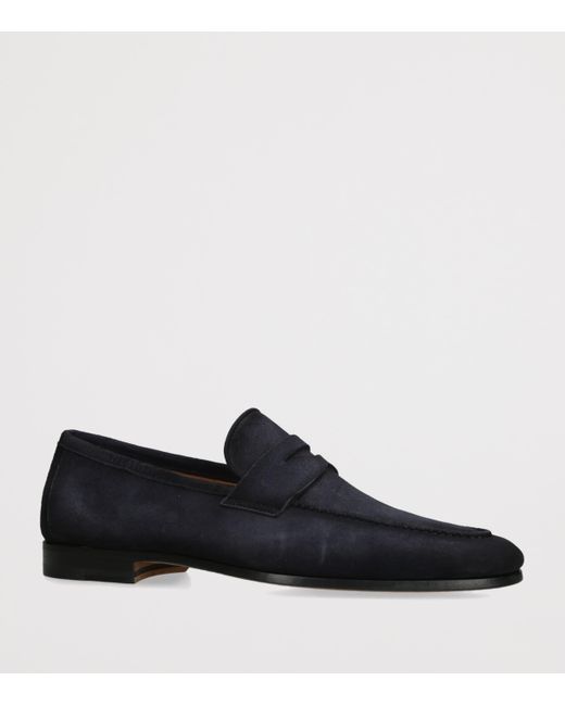 Magnanni Shoes Black Suede Diezma Loafers for men