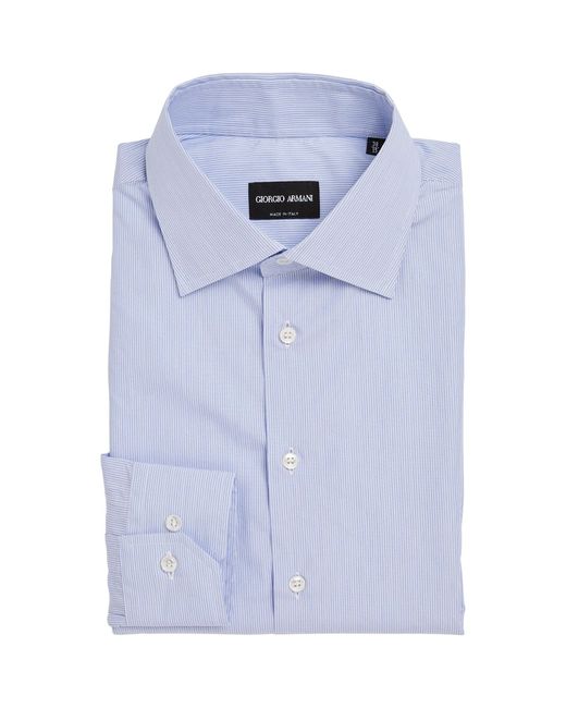 Giorgio Armani Blue Cotton Twill Shirt for men
