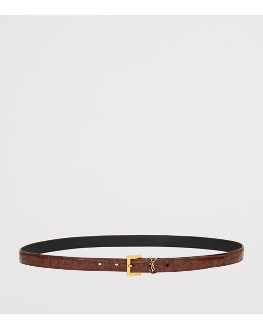 Saint Laurent White Calfskin Cassandre Belt