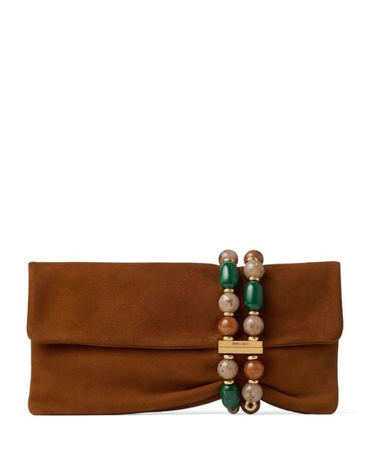 Jimmy Choo Brown Zandra Lambskin Clutch Bag