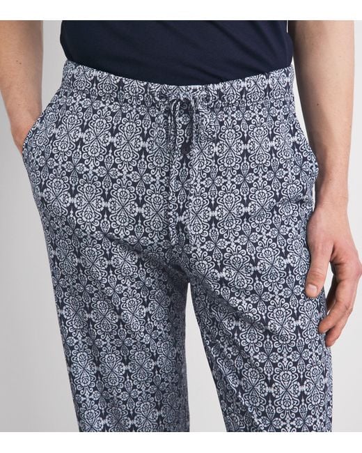 Hanro Blue Cotton Night & Day Lounge Trousers for men