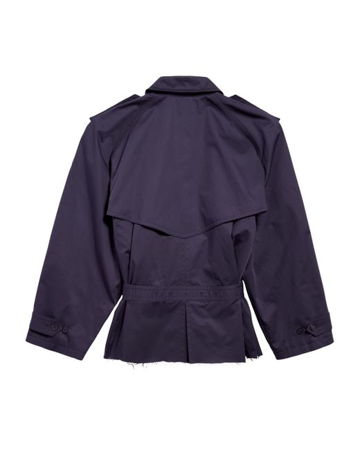 Balenciaga Blue Oversized Cotton Cropped Trench Coat