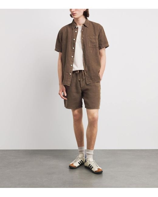 Citizens of Humanity Brown Linen Short-Sleeve Cairo Shirt for men