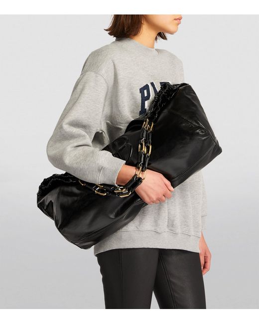 Anine Bing Black Leather Kate Tote Bag