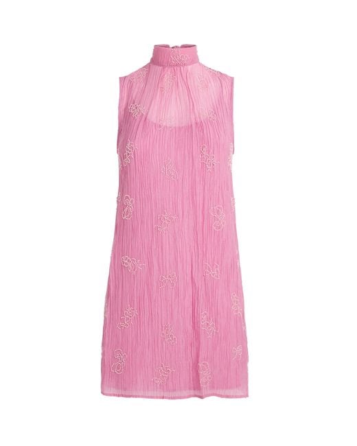 Staud Pink Beaded Albee Mini Dress