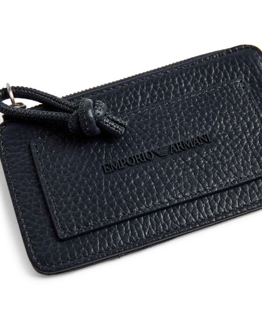 Emporio Armani Blue Leather Zip-around Card Holder for men