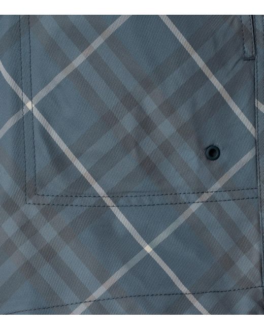 Burberry Blue Check Swim Shorts for men