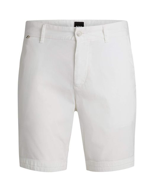 Boss Gray Stretch-Cotton Slim Shorts for men