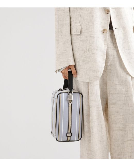 Dolce & Gabbana Blue Striped Lock Top-Handle Bag for men
