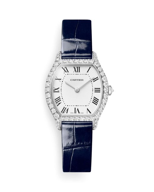 Cartier Blue Small And Diamond Tortue Watch