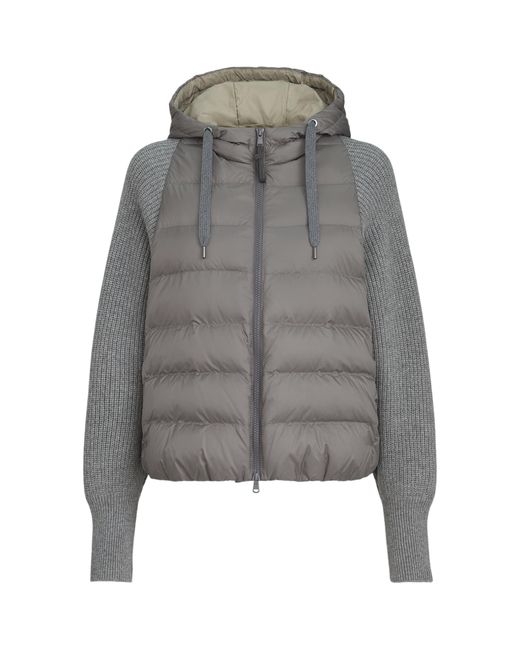 Brunello Cucinelli Gray Down Water-Resistant Padded Jacket