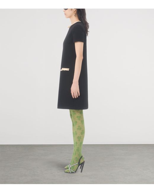 Valentino Black Wool-Blend Mini Dress