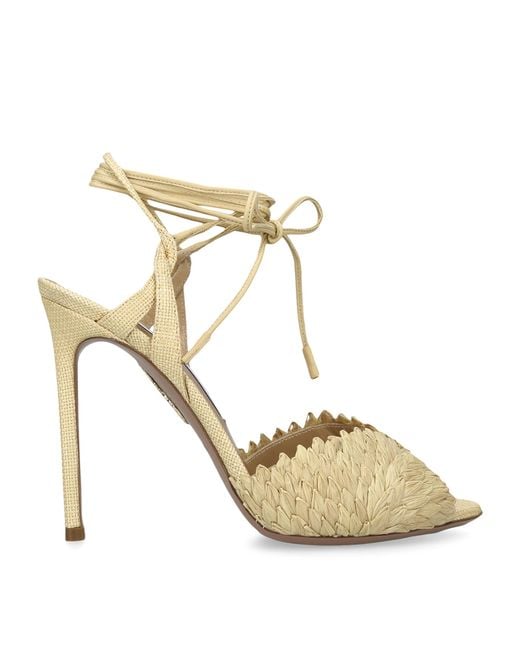 Aquazzura Metallic Raffia Rio Flirt Heeled Sandals 105