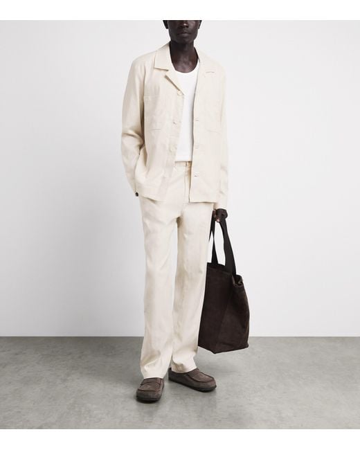 PAIGE White Stretch-Cotton-Linen Eberton Trousers for men