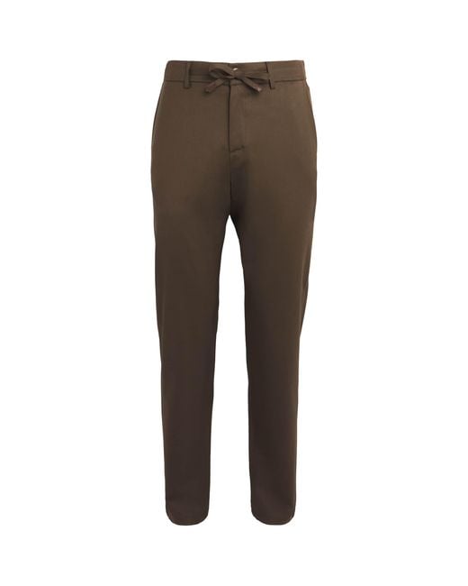 Canali Gray Stretch-Wool Drawstring Trousers for men