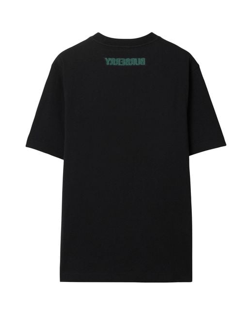 Burberry Black Cotton Ekd Print T-shirt for men