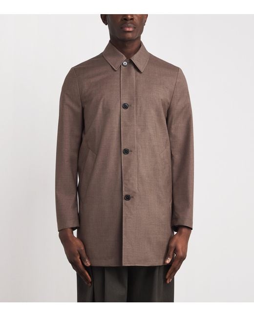 Paul Smith Brown Wool Gilet-Lined Mac Coat for men