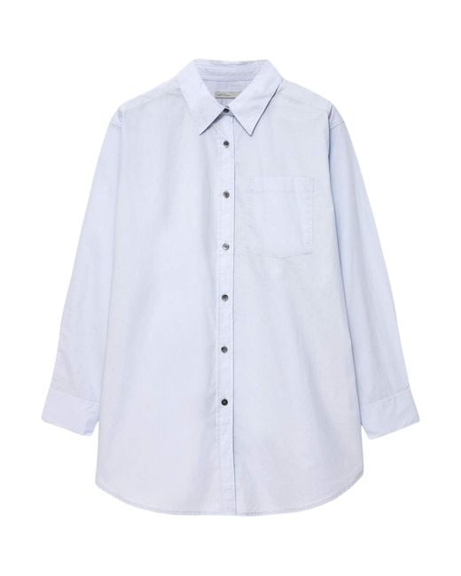 AllSaints Blue Organic Cotton Kaia Oversized Shirt