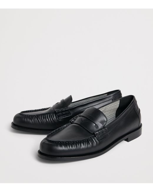 Emporio Armani Black Leather Loafers for men