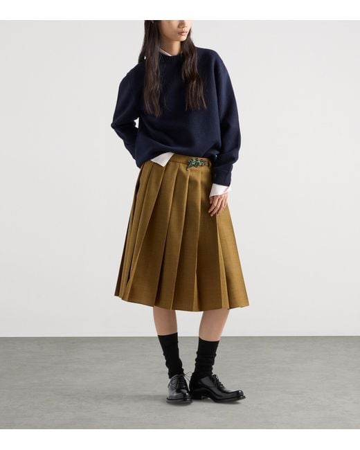 Prada Blue Wool Elbow-Patch Sweater