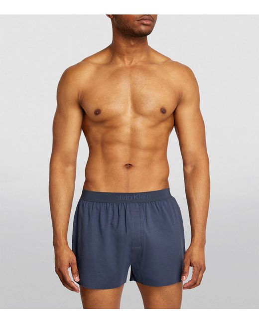 Calvin Klein Blue Cotton-blend Slim-fit Boxer Shorts for men