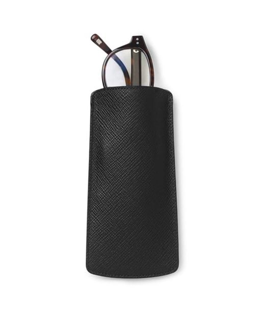Smythson Black Signature Cross-Grain Panama Leather Glasses Case