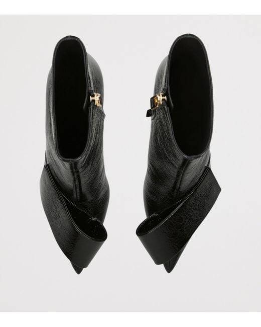Givenchy Black Leather Twisted Ribbon Ankle Boots 65