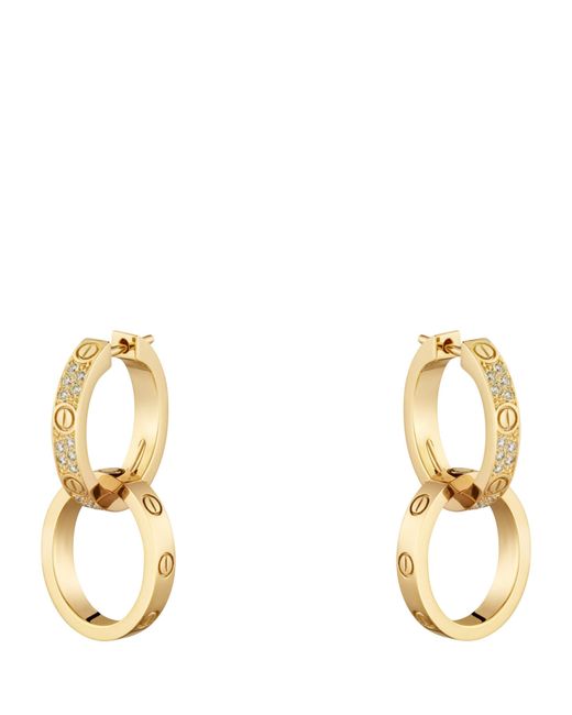 Cartier Metallic And Diamond Love Double Hoop Earrings