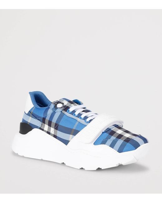 Burberry Blue New Regis Vintage Check Sneakers for men