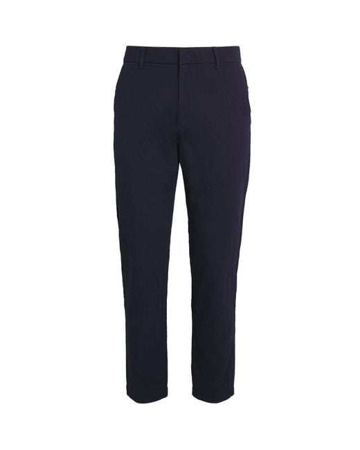 Barena Blue Cotton-Blend Crinkle Trousers for men
