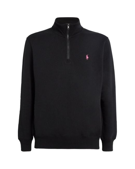 Polo Ralph Lauren Black Cotton Quarter-Zip Sweatshirt for men