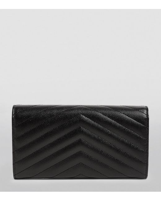 Saint Laurent Black Monogram Matelassé Large Flap Wallet