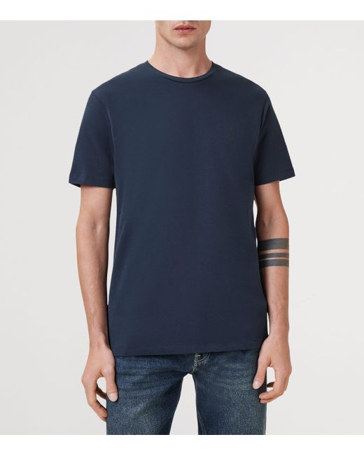 AllSaints Blue Organic Cotton Brace T-Shirt for men