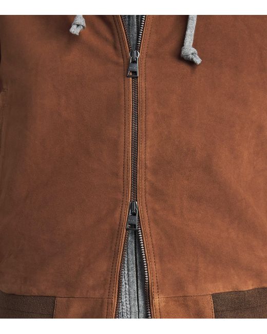 Polo Ralph Lauren Brown Goat Suede Charleton Bomber Jacket for men