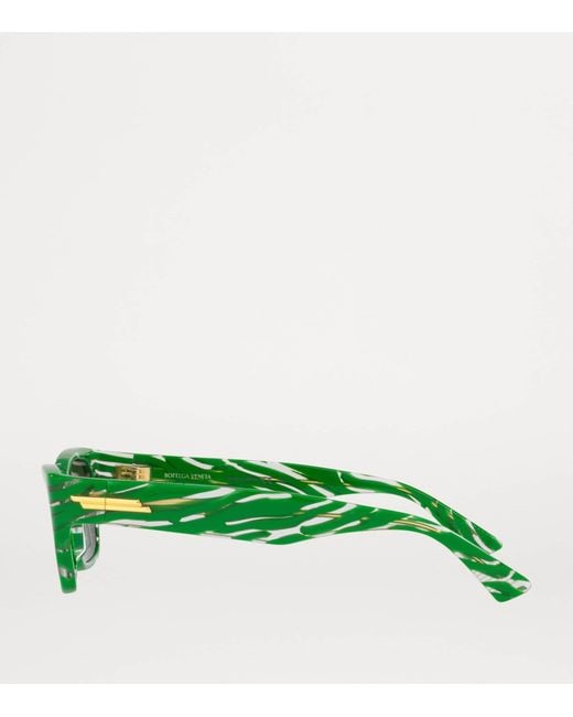 Bottega Veneta Green Rectangular Sunglasses