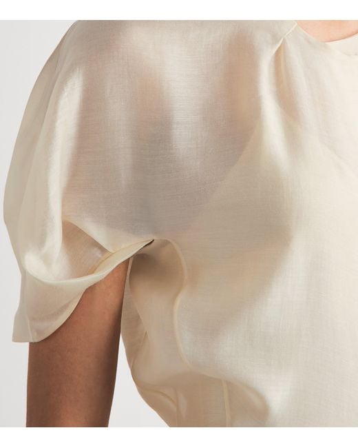 Khaite Natural Puff-Sleeve Ria Midi Dress
