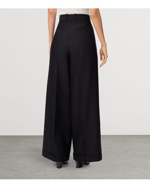 Loewe Black Wool-Silk Wide-Leg Trousers