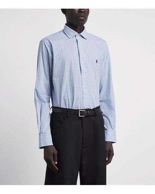 Polo Ralph Lauren Blue Stretch-Cotton Check Custom Fit Shirt for men