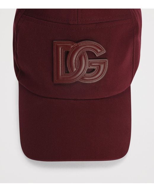 Dolce & Gabbana Red Cotton-Blend Logo Baseball Cap for men