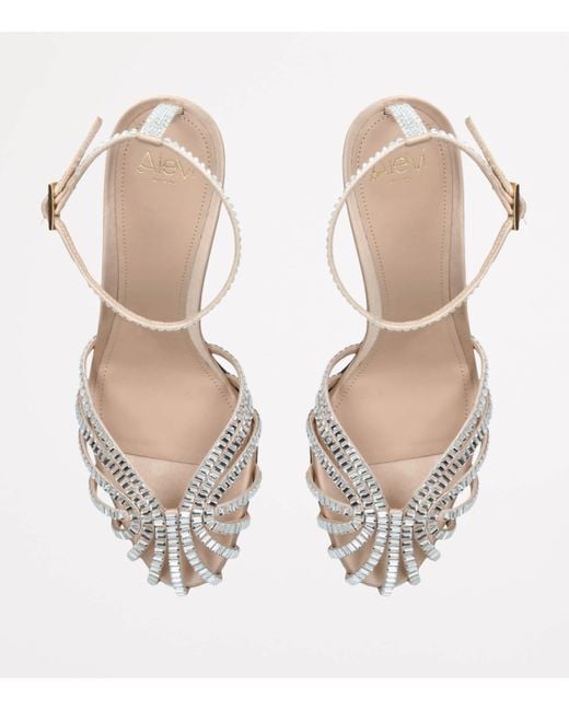 ALEVI Metallic Satin Embellished Penelope Heeled Sandals 80
