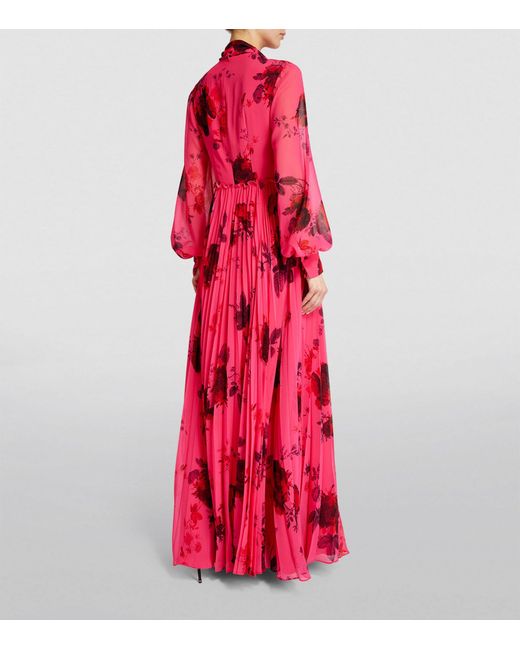 Erdem Red Floral Print Maxi Dress