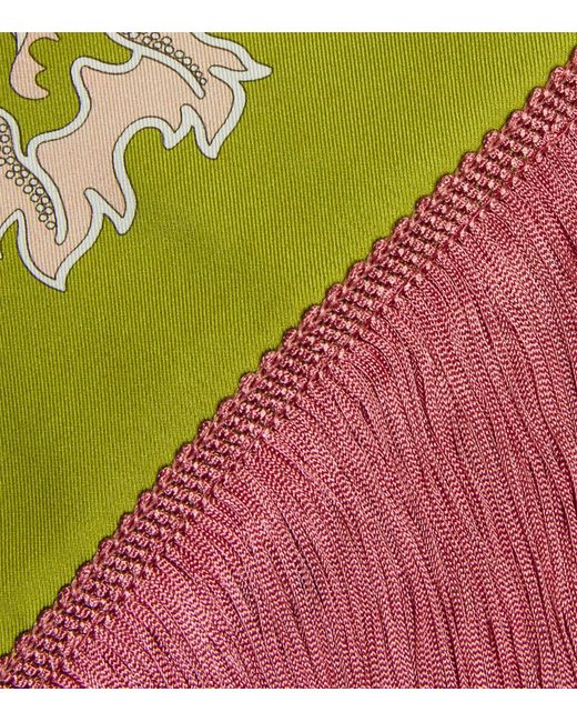 LaDoubleJ Multicolor Silk Printed Fringed Scarf
